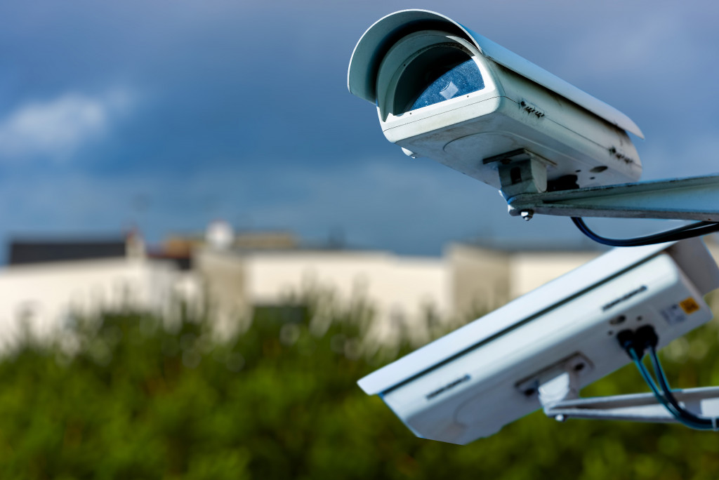 surveillance camera installed atop of a building